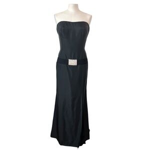 VTG Jovani Strapless Black Silk Strapless Gown size 12